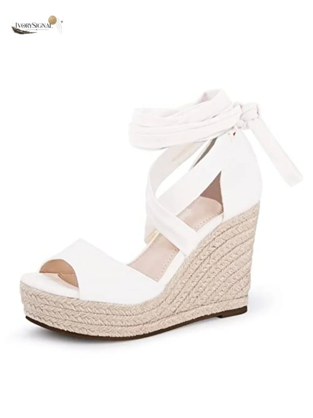 Faux Suede Espadrille Wedges Sandals Open Toe Lace Up Ankle Strap Platform